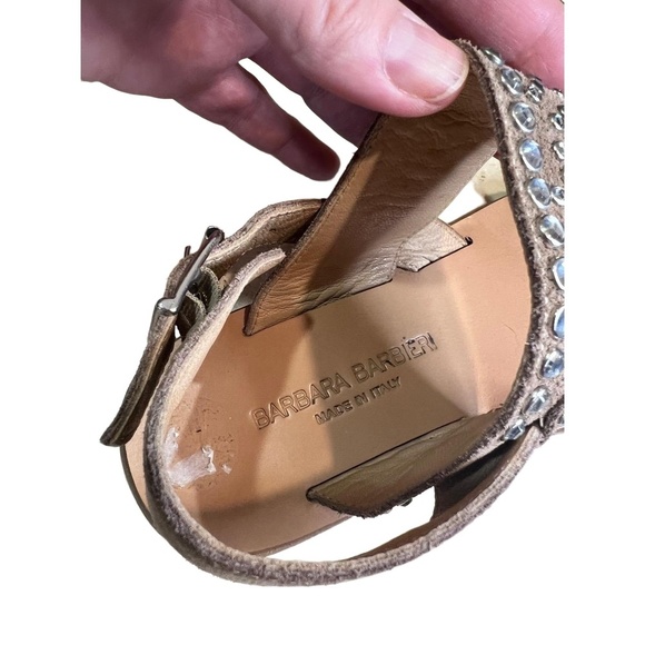 Barbara Barbieri Two Strap Rhinestones Flat Sandals US 7 Made in Italy - Picture 8 of 9